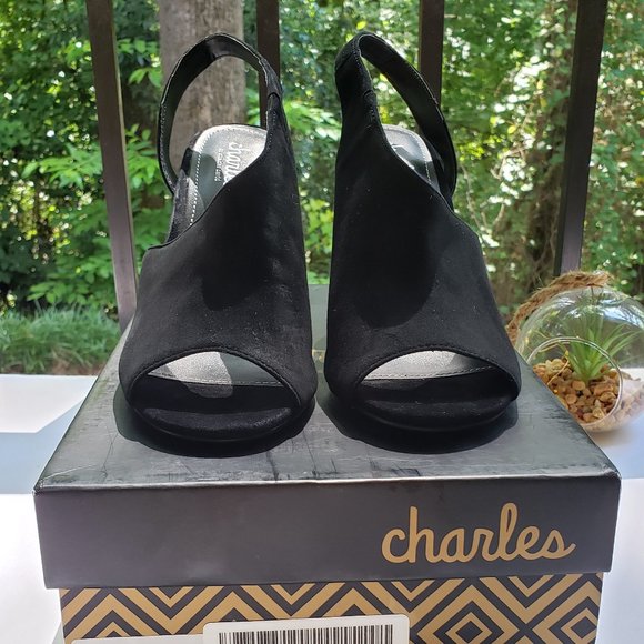 CHARLES by CHARLES DAVID Riot Pumps Slingback in Black Suede Size 6.5 Brand New - Picture 5 of 7
